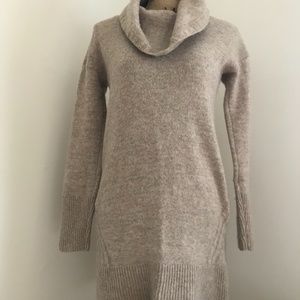 Anthropologie Cowl Neck Tan Sweater Dress